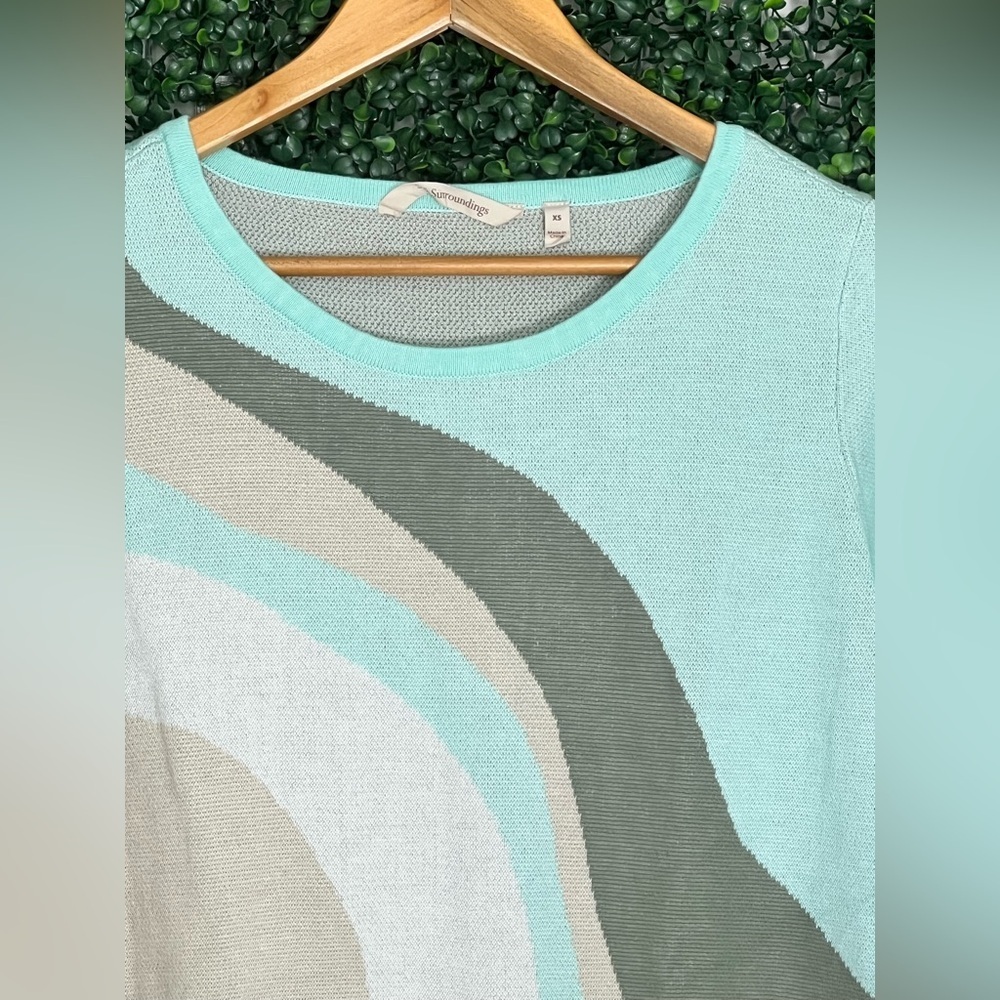 Soft Surroundings Sweater Womens XS Nina Aqua Marble Tunic Double Knit Com - Picture 2 of 13